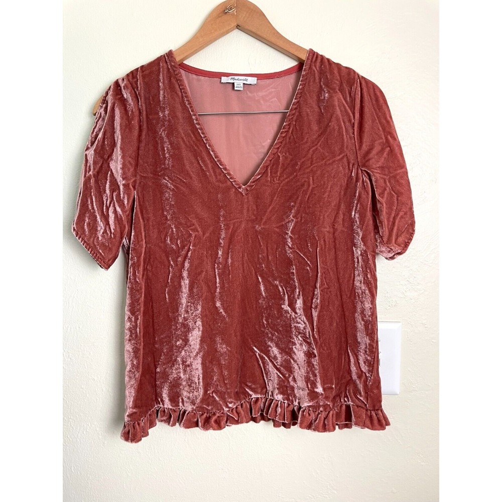 Madewell Shirt Women's XXS Velvet Short Sleeve Tee T-shirt Y2K